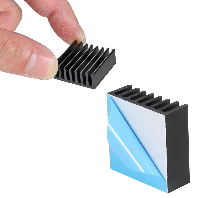 Manesi 10PCS Black Aluminum Heat Sink with Thermal Conductive Adhesive Tape, 25×25×10mm Heatsink Cooler for Cooling VRM GPU Stepper Driver 3D Printer Stepper Motor Raspberry Pi - Image 2